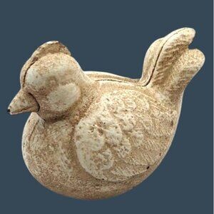 Rustic Distressed White Cast Iron Bird Figurine For Indoor & Outdoor Decor